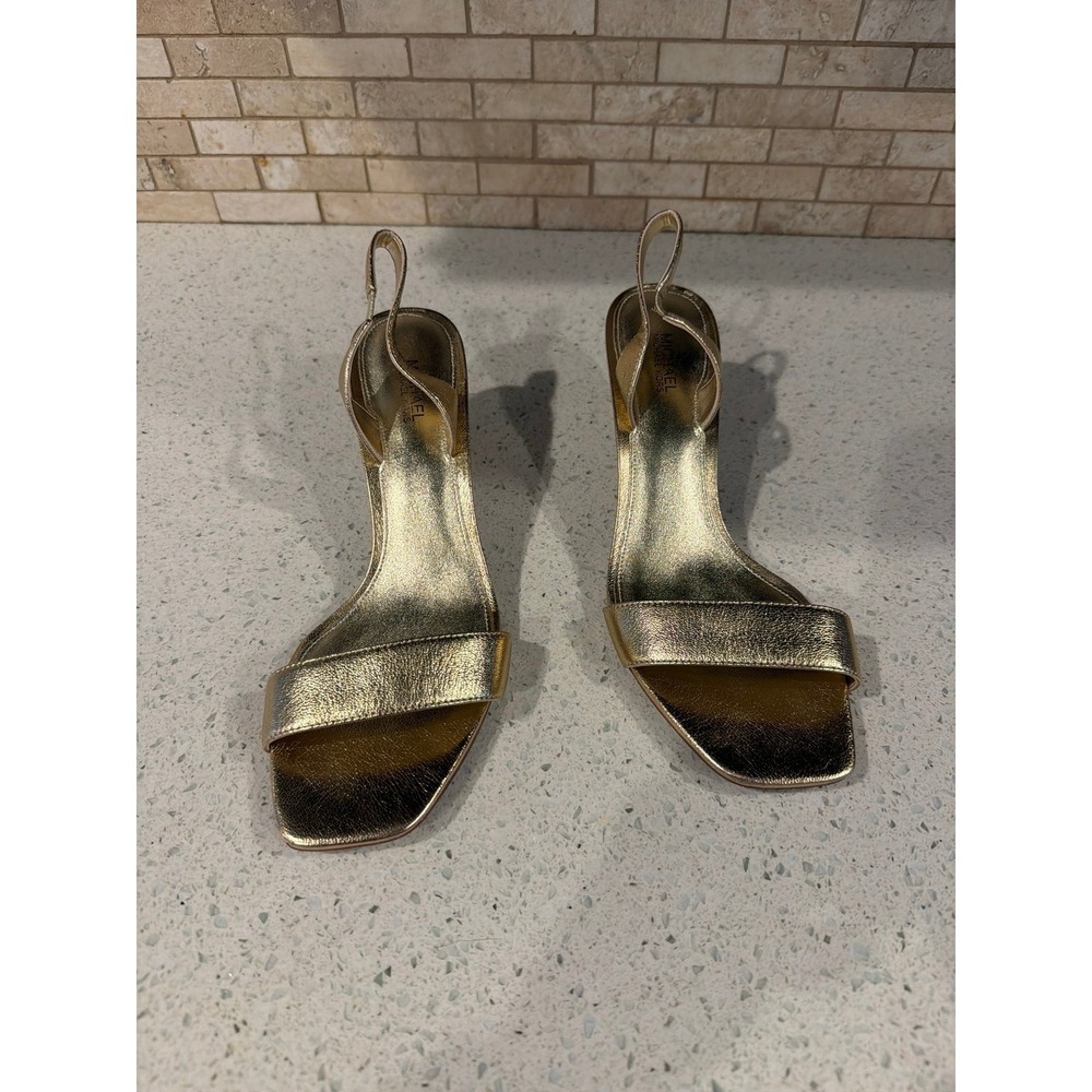 Michael Kors Gold Metallic Slingback Heels Women's Size 8 Open Toe Dress